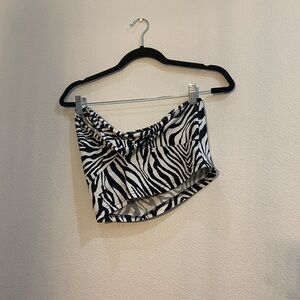 One shoulder zebra print top size S